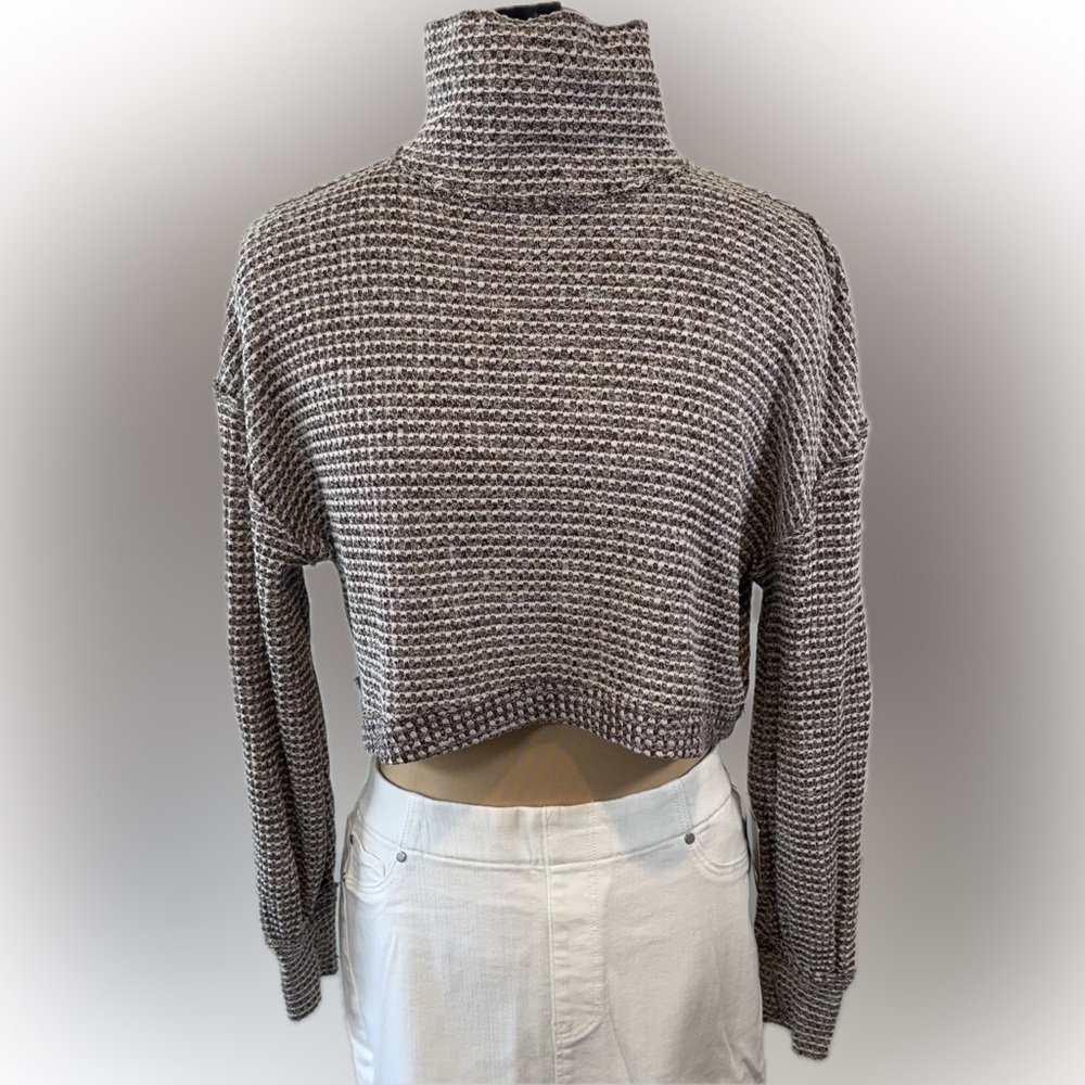 Free People Burgabdy and White Textured Knit